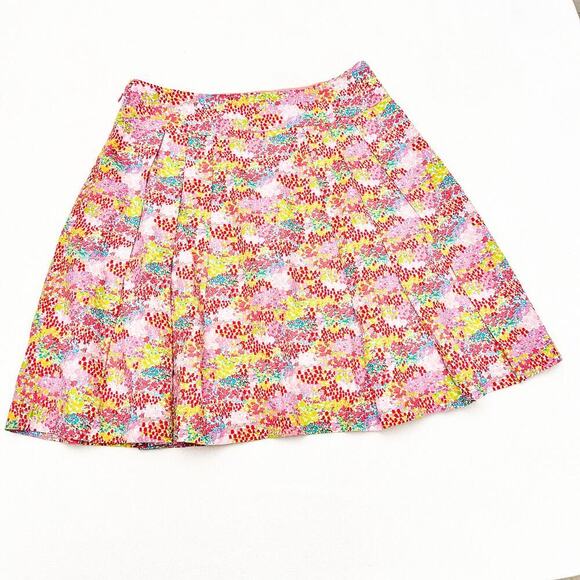 Robin Jordan Patterned Flower Pleated Colorful Skater Skirt Size M/L - Picture 3 of 4